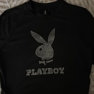 Playboy Black T-Shirt with Silver Logo